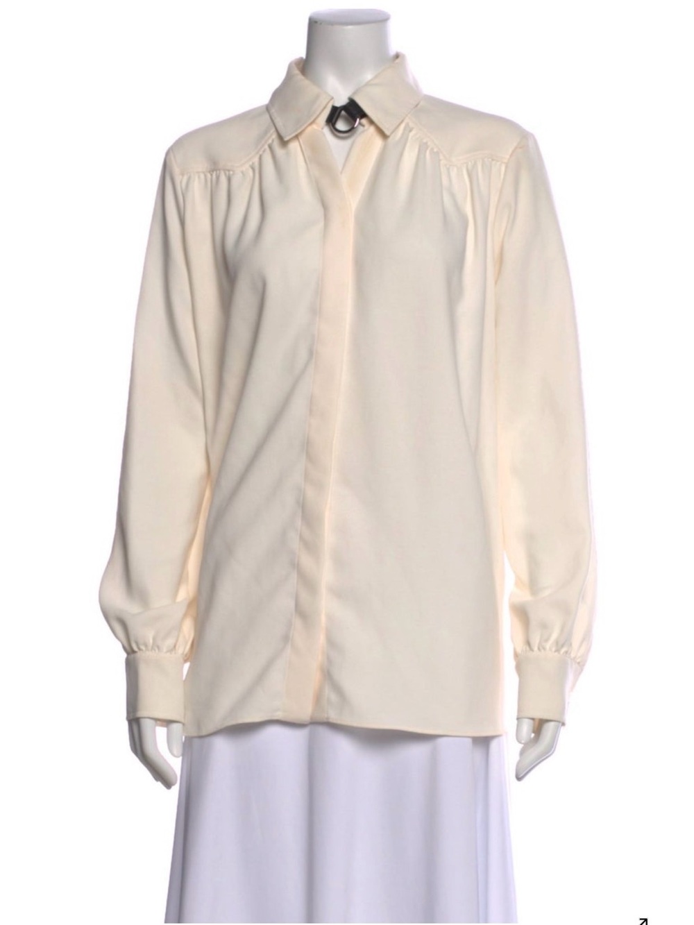Altuzarra Ivory Cream Blouse Size 6 | Calf Leather O-Ring Collar | Made in Italy
